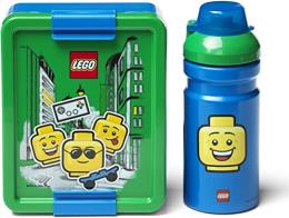Set per il pranzo al sacco LEGO ragazzo. Portavivande e bottiglia Blu e Verde